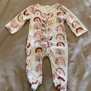 Rainbow ruffle footie
